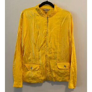 Laura Ashley Bright Yellow Zip-Up Jacket Large